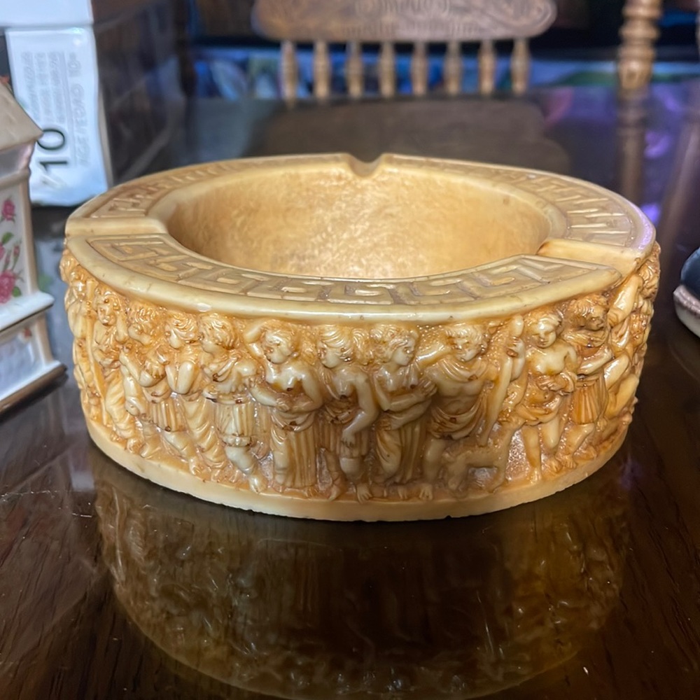 Vintage old retro Greece style resin ashtray